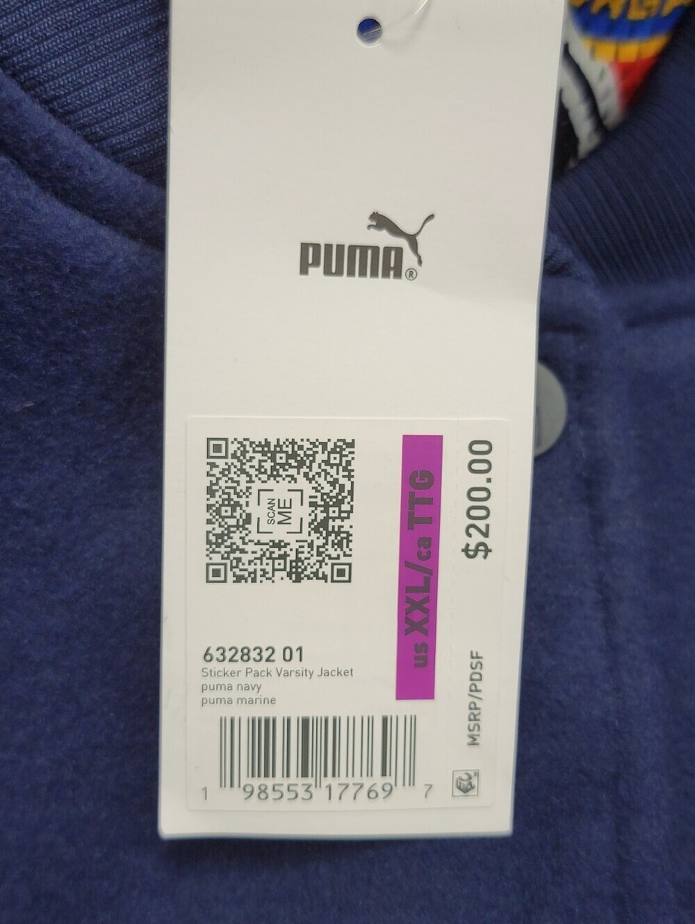 PUMA Sticker Pack Basketball Varsity Jacket Men's Size XXL Navy Blue $200 NEW - Picture 4 of 12